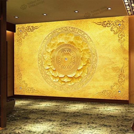 Tranh dán tường 3D trúc chỉ trang trí phòng thờ TDT2636