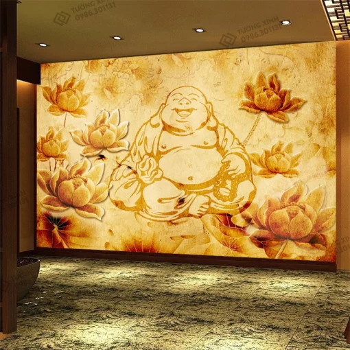 Tranh dán tường 3D trúc chỉ trang trí phòng thờ TDT2645