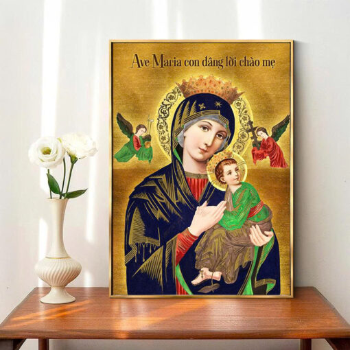 Tranh tráng gương công giáo Đức mẹ Maria bế Chúa hài đồng TG4865