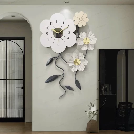 Đồng hồ hoa lá nghệ thuật decor nội thất DHA633