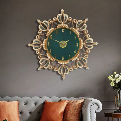 Đồng hồ treo tường khảm đá cao cấp trang trí nội thất DHA640