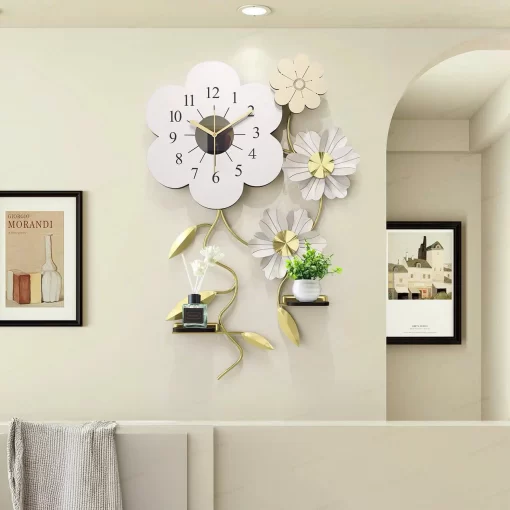 Đồng hồ hoa lá nghệ thuật decor nội thất DHA632