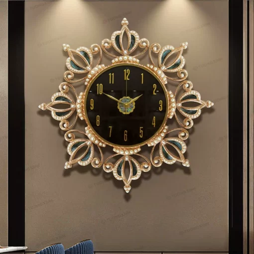 Đồng hồ treo tường khảm đá cao cấp trang trí nội thất DHA642