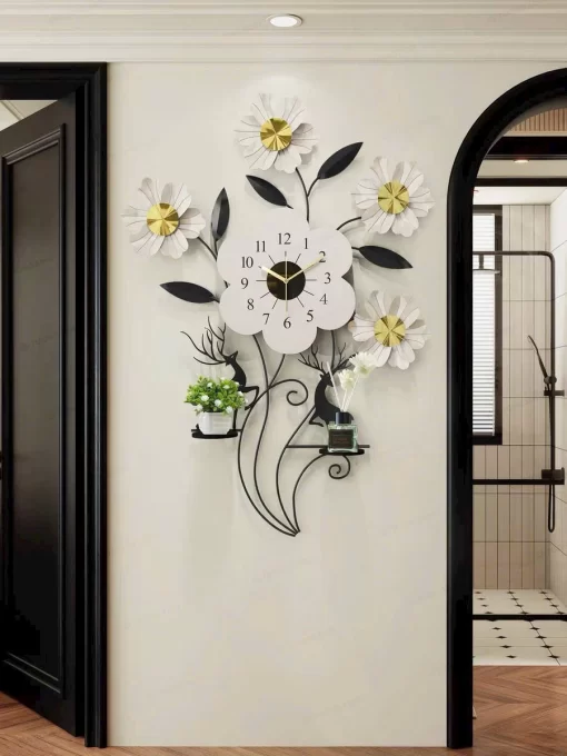 Đồng hồ hoa lá nghệ thuật decor nội thất DHA631