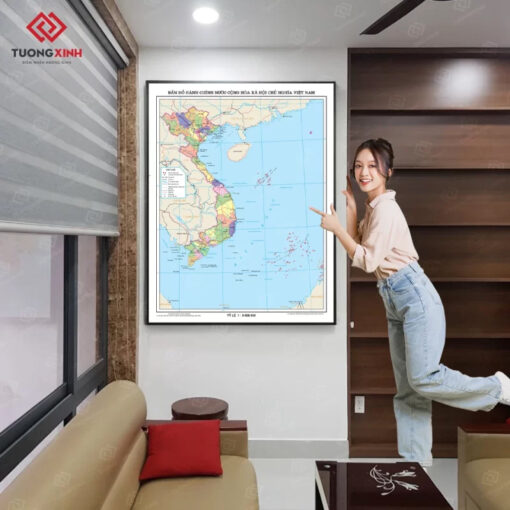 Tranh tráng gương bản đồ việt nam 34 tỉnh thành mới nhất 2025 VN16S