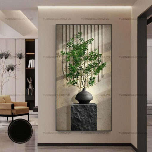 Tranh bình lá cây xanh nghệ thuật trang trí phòng khách TG5142S