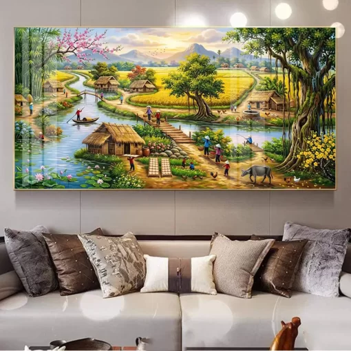 Tranh treo tường phong cảnh làng quê Việt Nam TG5257