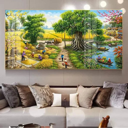 Tranh treo tường phong cảnh làng quê Việt Nam TG5259