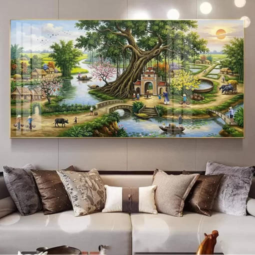 Tranh treo tường phong cảnh làng quê Việt Nam TG5272