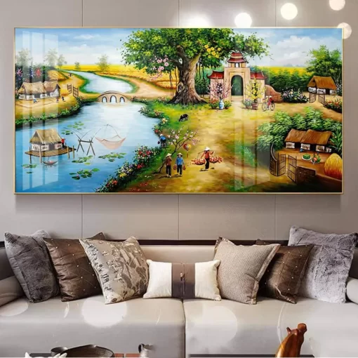 Tranh treo tường phong cảnh làng quê Việt Nam TG5298