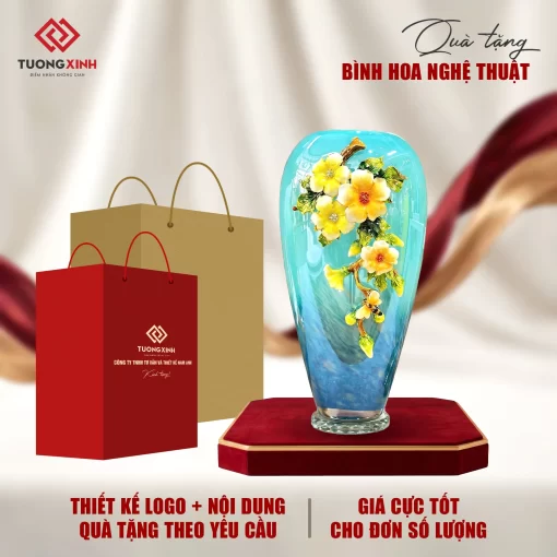 Bình hoa gốm sứ tráng men quà tặng doanh nghiệp sang trọng GSQ17