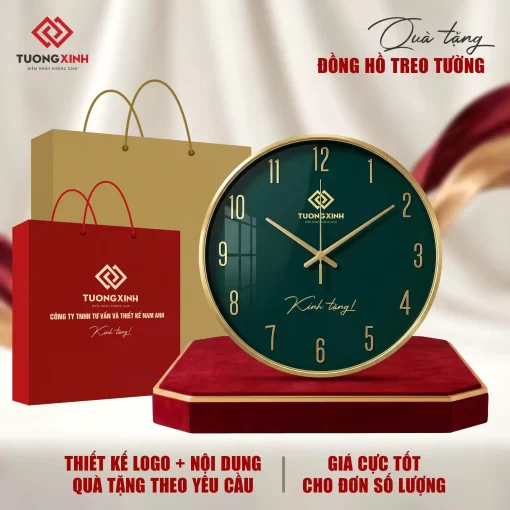 Đồng hồ treo tường in logo quà tặng khách hàng, quà tặng công ty cao cấp DGL73