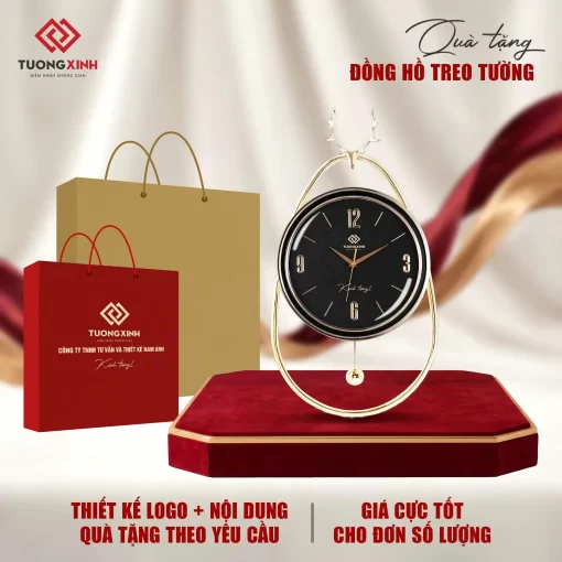 Đồng hồ treo tường in logo quà tặng tân gia, quà tặng khách hàng sàn trọng ý nghĩa DGL75