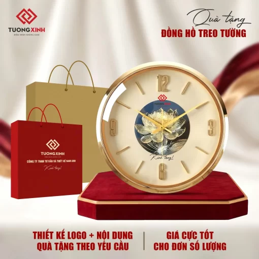 Đồng hồ treo tường in logo quà tặng công ty sang trọng cao cấp DGL57