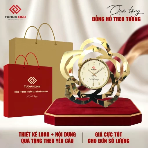 Đồng hồ treo tường in logo quà tặng doanh nghiệp sang trọng cao cấp DGL61