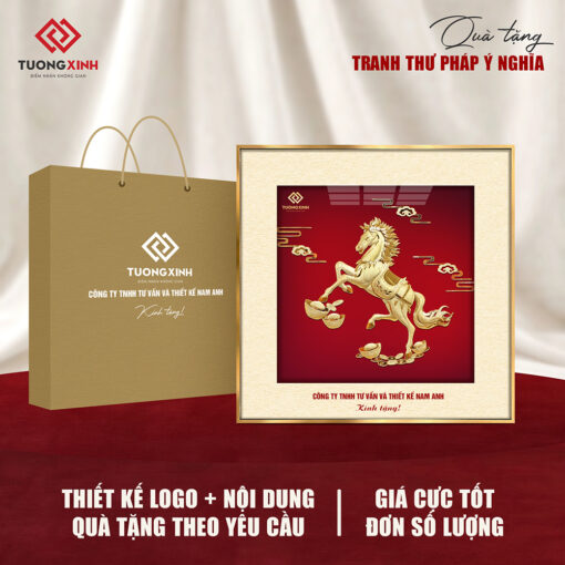 Tranh Mã Đáo phong thủy, quà tặng doanh nghiệp in logo sang trọng TQT33