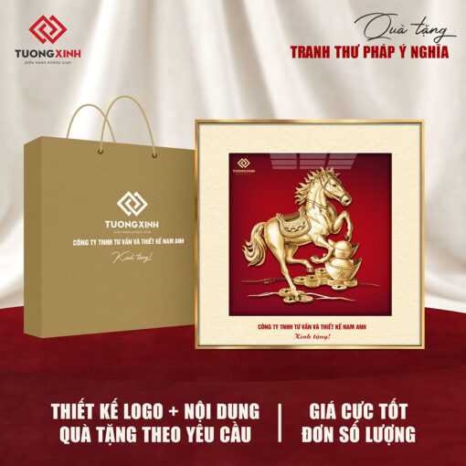 Tranh Mã Đáo phong thủy, quà tặng doanh nghiệp in logo sang trọng TQT34