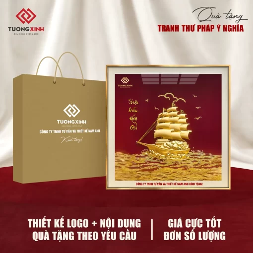 Tranh Thuận Buồm Xuôi Gió, quà tặng doanh nghiệp in logo sang trọng TQT35
