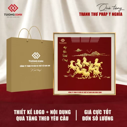 Tranh Mã Đáo Thành Công, quà tặng doanh nghiệp in logo sang trọng TQT36