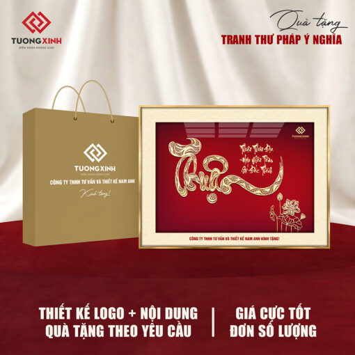 Tranh tráng gương Thư Pháp, quà tặng khách hàng sang trọng ý nghĩa TQT04