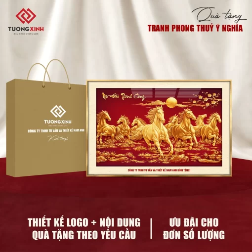 Tranh Mã Đáo Thành Công, quà tặng khách hàng in logo ý nghĩa sang trọng TQT39