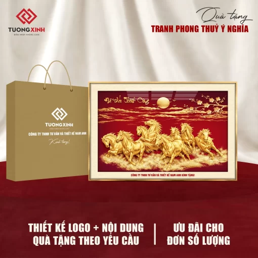 Tranh Mã Đáo Thành Công, quà tặng khách hàng in logo ý nghĩa sang trọng TQT41