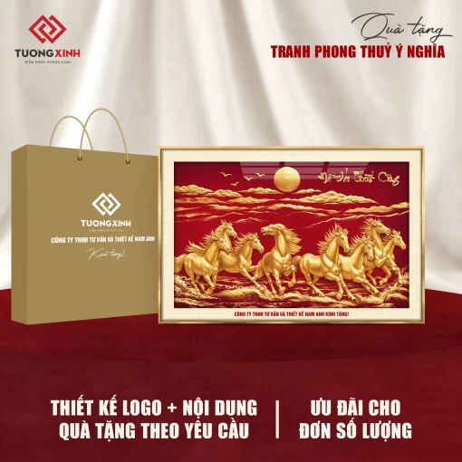 Tranh Mã Đáo Thành Công, quà tặng khách hàng in logo ý nghĩa sang trọng TQT42