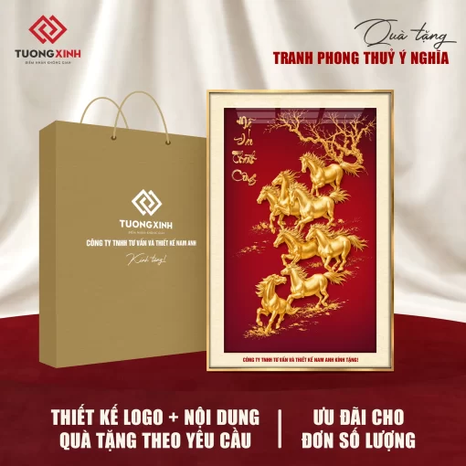 Tranh Mã Đáo Thành Công, quà tặng đối tác in logo ý nghĩa sang trọng TQT43
