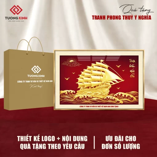 Tranh Thuận Buồm Xuôi Gió, quà tặng đối tác in logo ý nghĩa sang trọng TQT44