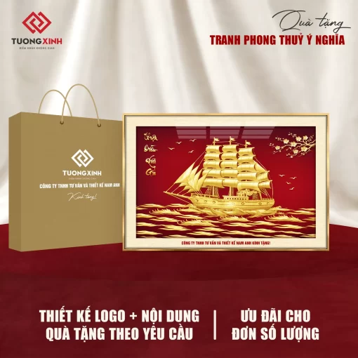 Tranh Thuận Buồm Xuôi Gió, quà tặng đối tác in logo ý nghĩa sang trọng TQT45