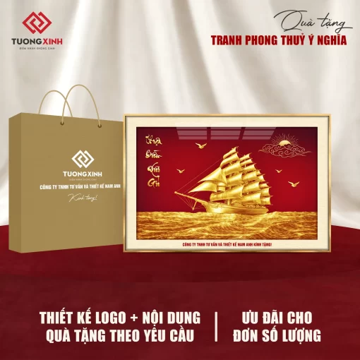 Tranh Thuận Buồm Xuôi Gió, quà tặng đối tác in logo ý nghĩa sang trọng TQT46