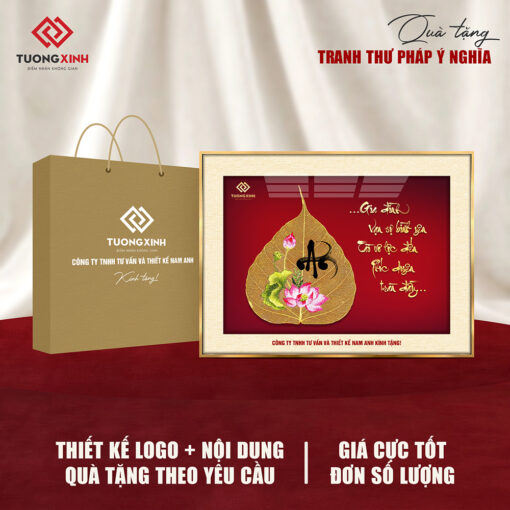 Tranh tráng gương Thư Pháp, quà tặng sự kiện công ty in logo TQT05