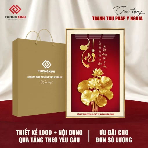 Tranh tráng gương Thư Pháp, quà tặng đối tác in logo ý nghĩa TQT51