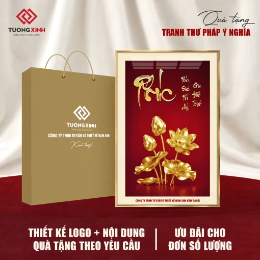 Tranh tráng gương Thư Pháp, quà tặng in logo ý nghĩa sang trọng TQT55