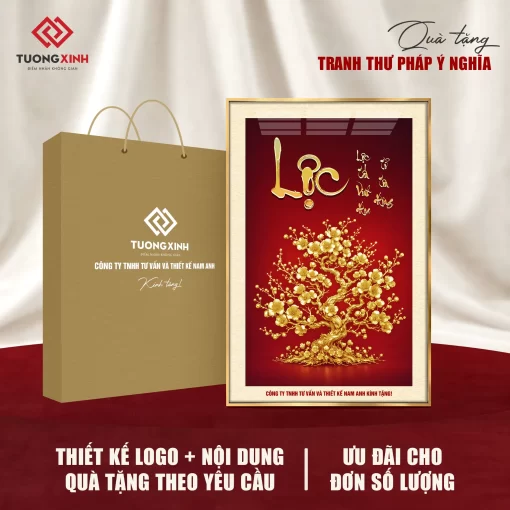 Tranh tráng gương Thư Pháp, quà tặng in logo ý nghĩa sang trọng TQT56