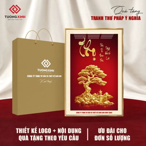 Tranh tráng gương Thư Pháp, quà tặng in logo ý nghĩa sang trọng TQT57