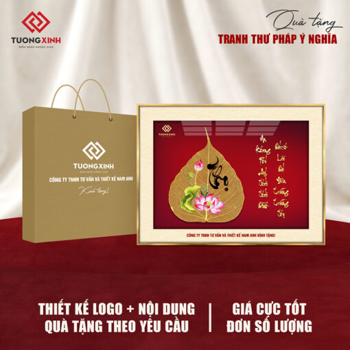 Tranh tráng gương Thư Pháp, quà tặng khách hàng in logo sang trọng ý nghĩa TQT07