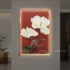 Tranh LED tráng gương hoa nghệ thuật đính đá pha lê cao cấp LD866
