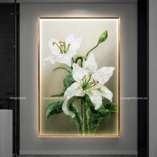 Tranh LED tráng gương hoa nghệ thuật đính đá pha lê cao cấp LD868