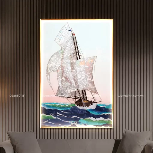 Tranh pha lê cao cấp đính Thuận Buồm Xuôi Gió LD890