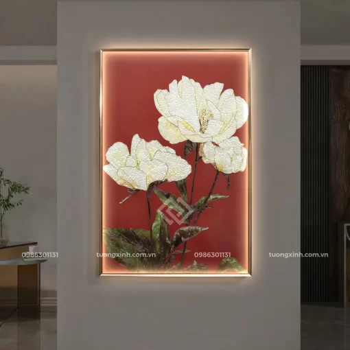 Tranh LED tráng gương hoa nghệ thuật đính đá pha lê cao cấp LD866