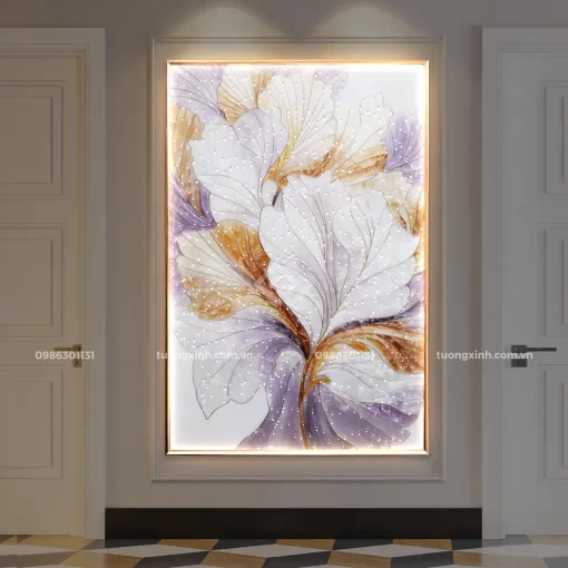 Tranh treo tường LED đính đá pha lê cao cấp hoa nghệ thuật LD880