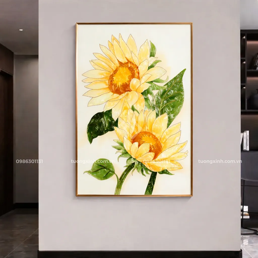 Tranh treo tường LED đính pha lê Hoa Hướng Dương nghệ thuật LD883 2 Tranh LED đính đá cao cấp – Tường Xinh (6)