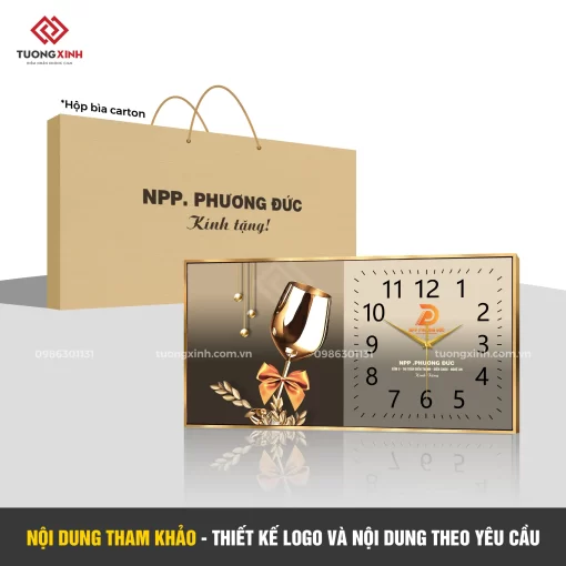 Đồng hồ treo tường in logo thiết kế theo yêu cầu, quà tặng công ty doanh nghiệp DGL43