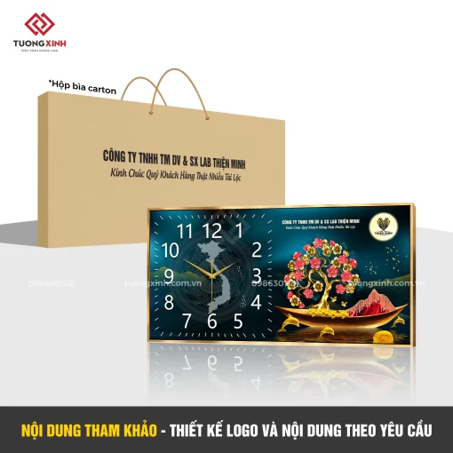 Đồng hồ treo tường in logo thiết kế theo yêu cầu, quà tặng khách hàng công ty doanh nghiệp DGL39