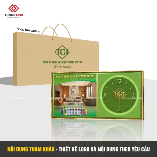 Đồng hồ treo tường in logo thiết kế theo yêu cầu, quà tặng khách hàng ý nghĩa DGL20