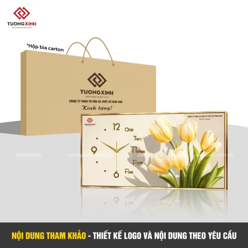 Đồng hồ treo tường in logo thiết kế theo yêu cầu, quà tặng in logo công ty doanh nghiệp DGL45