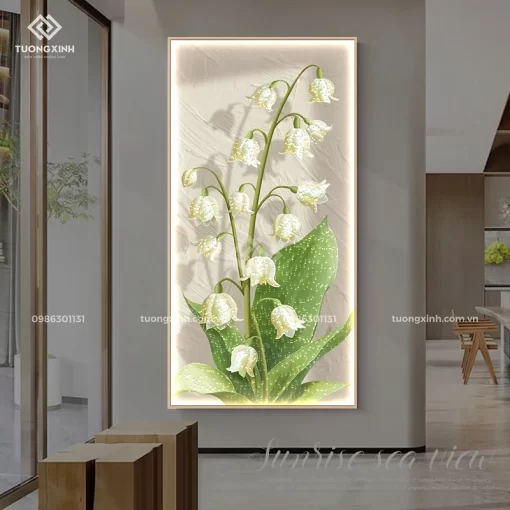 Tranh Hoa nghệ thuât tráng gương đèn LED đính đá pha lê cao cấp LD1044