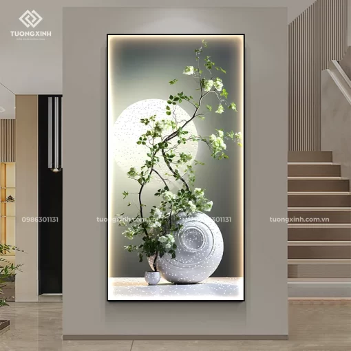 Tranh bình hoa nghệ thuật đèn LED đính đá pha lê cao cấp LD1046
