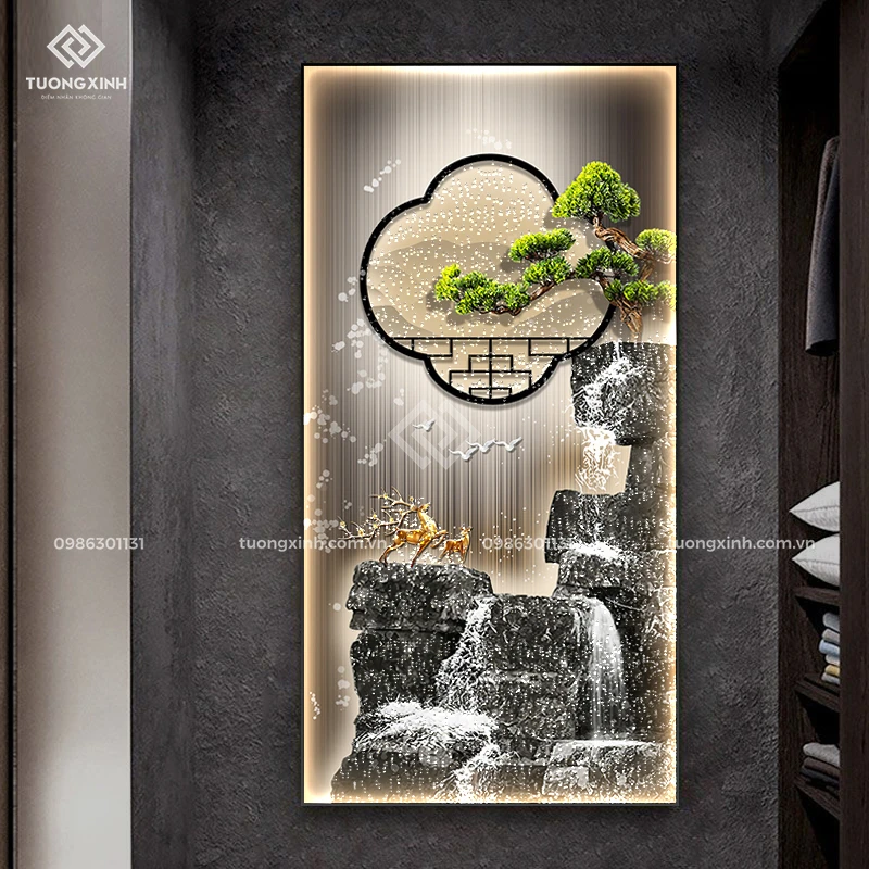 Tranh phòng khách tráng gương đèn LED đính đá pha lê cao cấp LD1065 1 Tranh phòng khách tráng gương đèn LED đính đá pha lê cao cấp LD1065